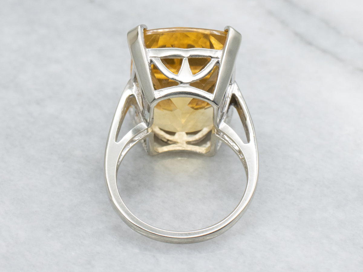 Bold Cushion-Cut Citrine and Gold Cocktail Ring