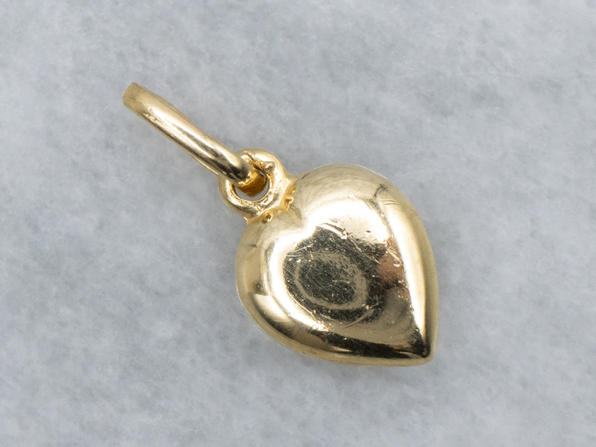 Little 18-Karat Yellow Gold Heart Puff Charm Pendant