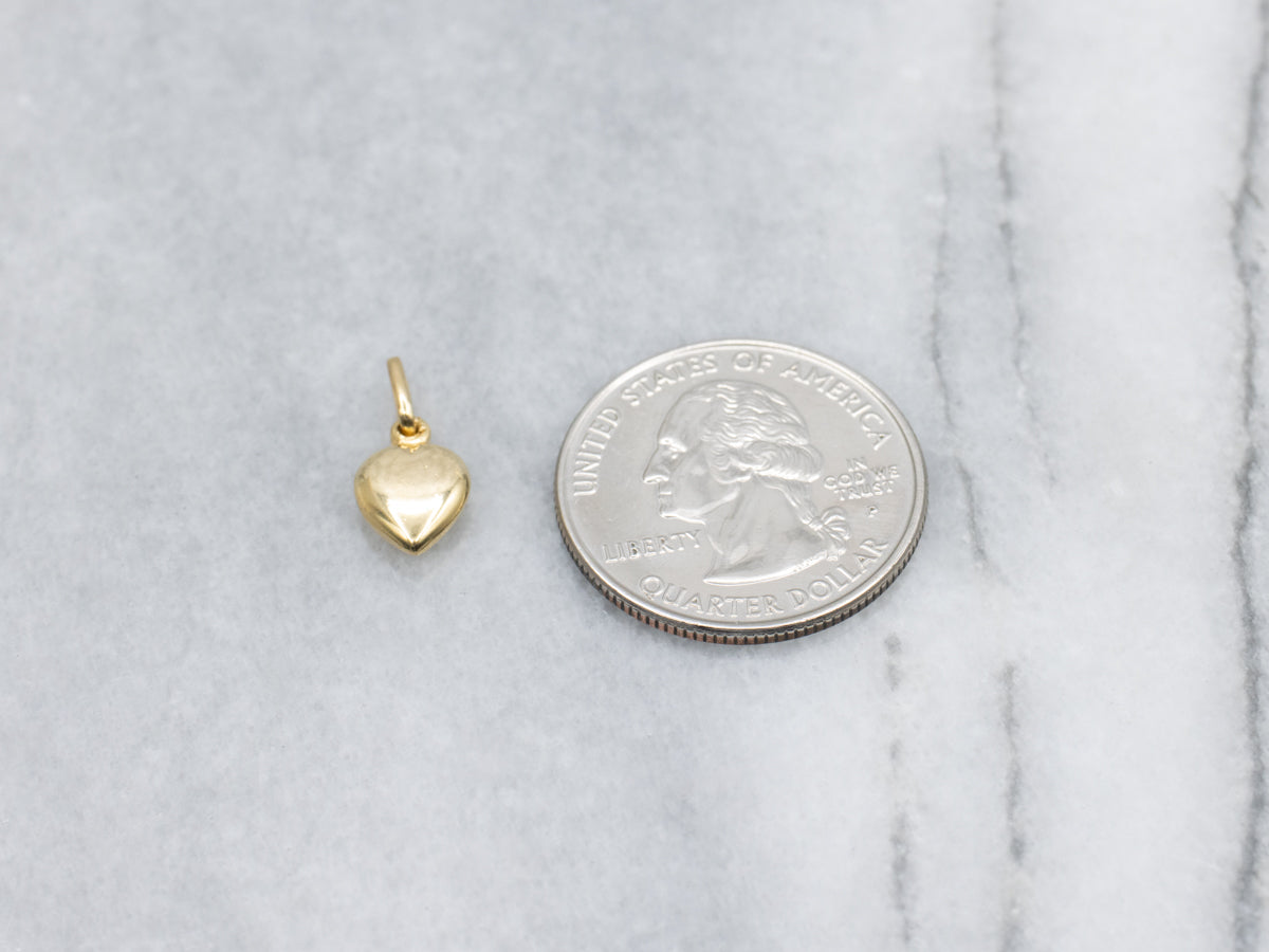 Little 18-Karat Yellow Gold Heart Puff Charm Pendant