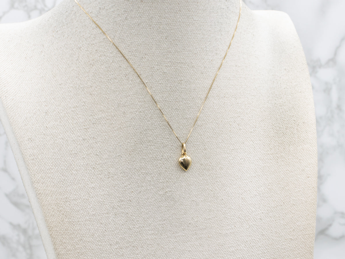 Little 18-Karat Yellow Gold Heart Puff Charm Pendant