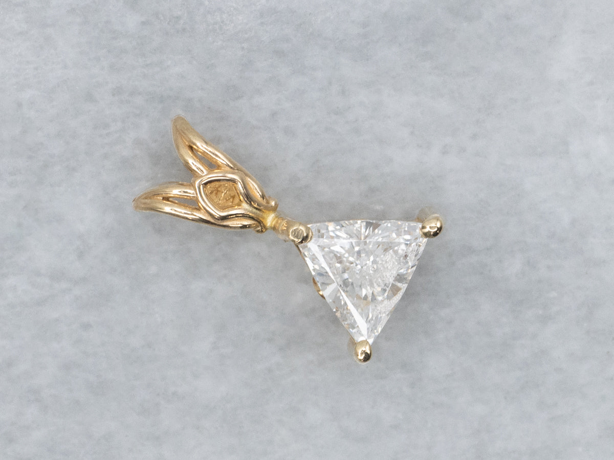 Trillion Cut GIA Certified Diamond Yellow Gold Pendant