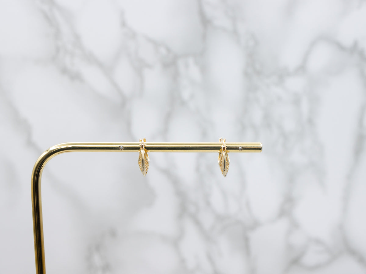 Yellow Gold Filigree Hoop Earrings