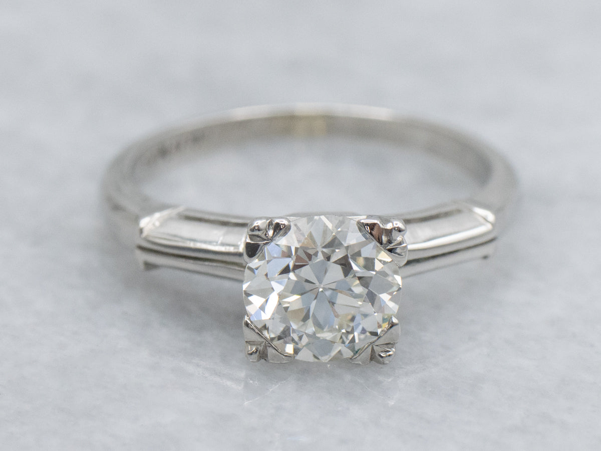 Vintage 1950s Platinum and Diamond Solitaire Engagement Ring
