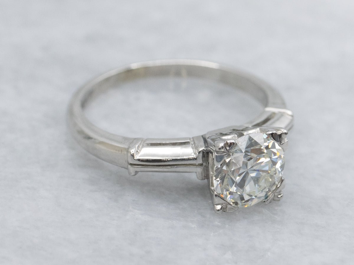 Vintage 1950s Platinum and Diamond Solitaire Engagement Ring
