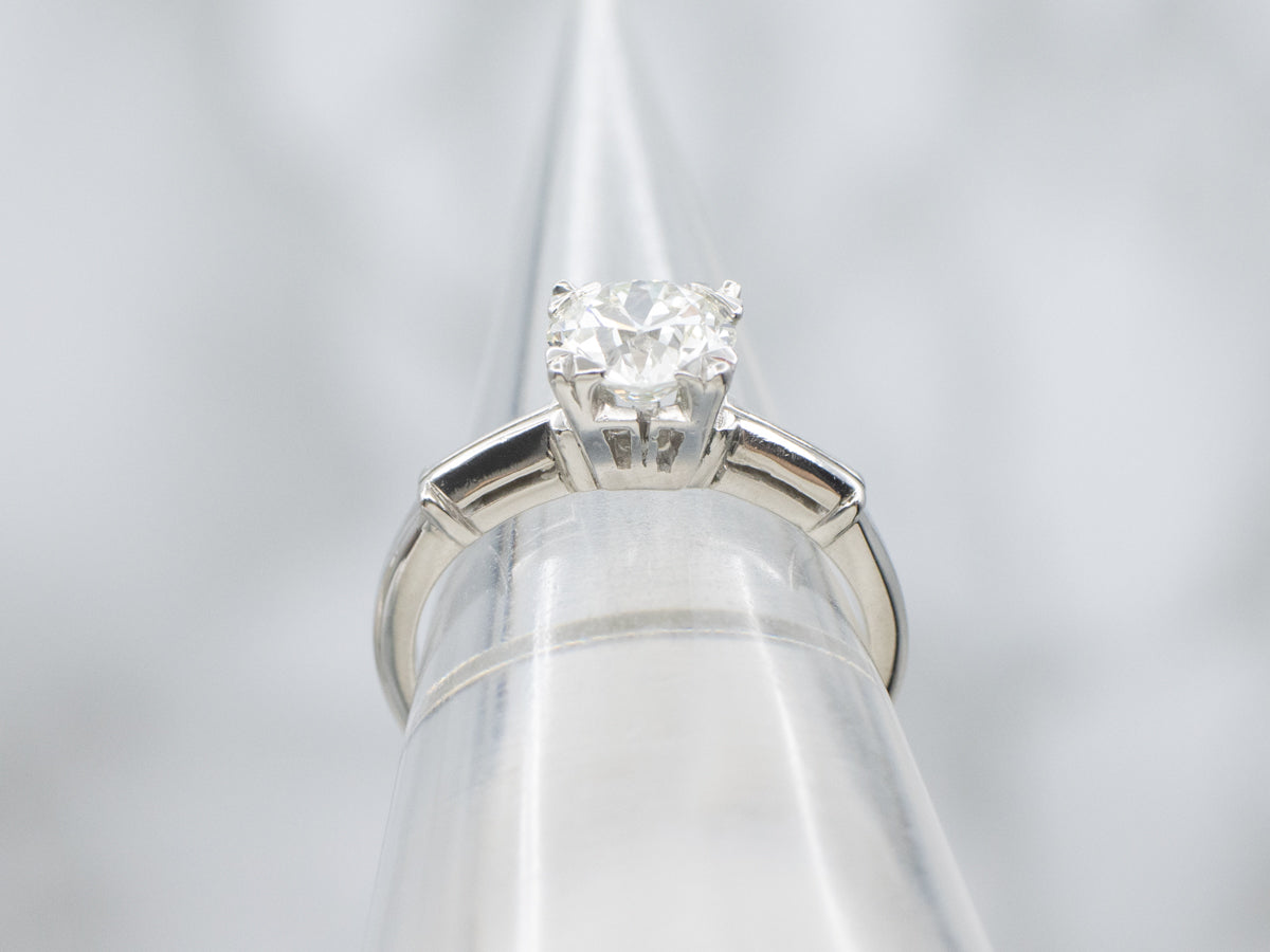 Vintage 1950s Platinum and Diamond Solitaire Engagement Ring