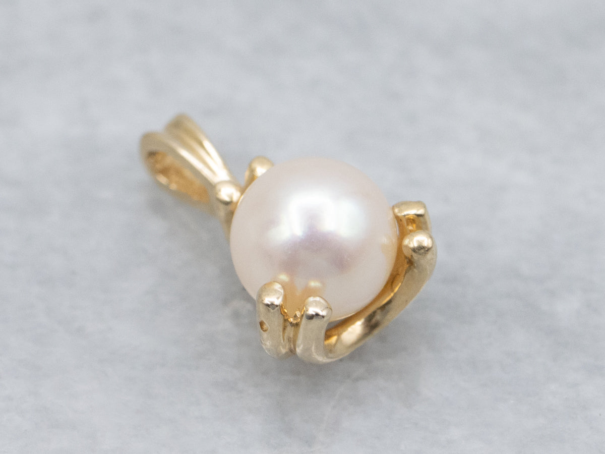 Sweet and Simple Saltwater Pearl Gold Pendant