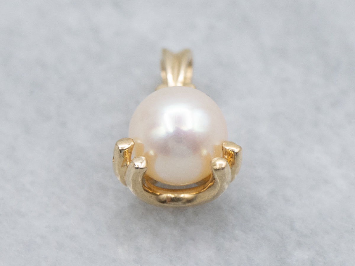 Sweet and Simple Saltwater Pearl Gold Pendant