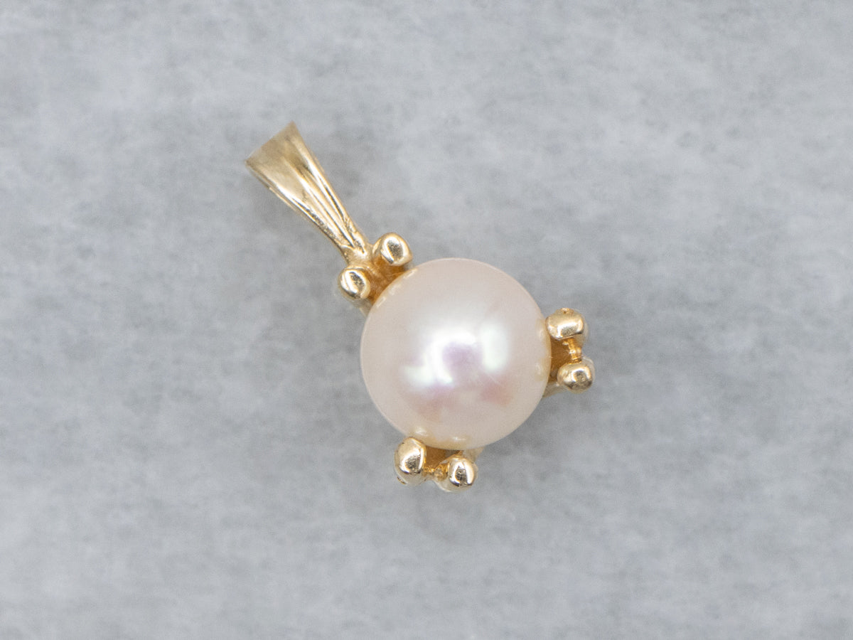 Sweet and Simple Saltwater Pearl Gold Pendant
