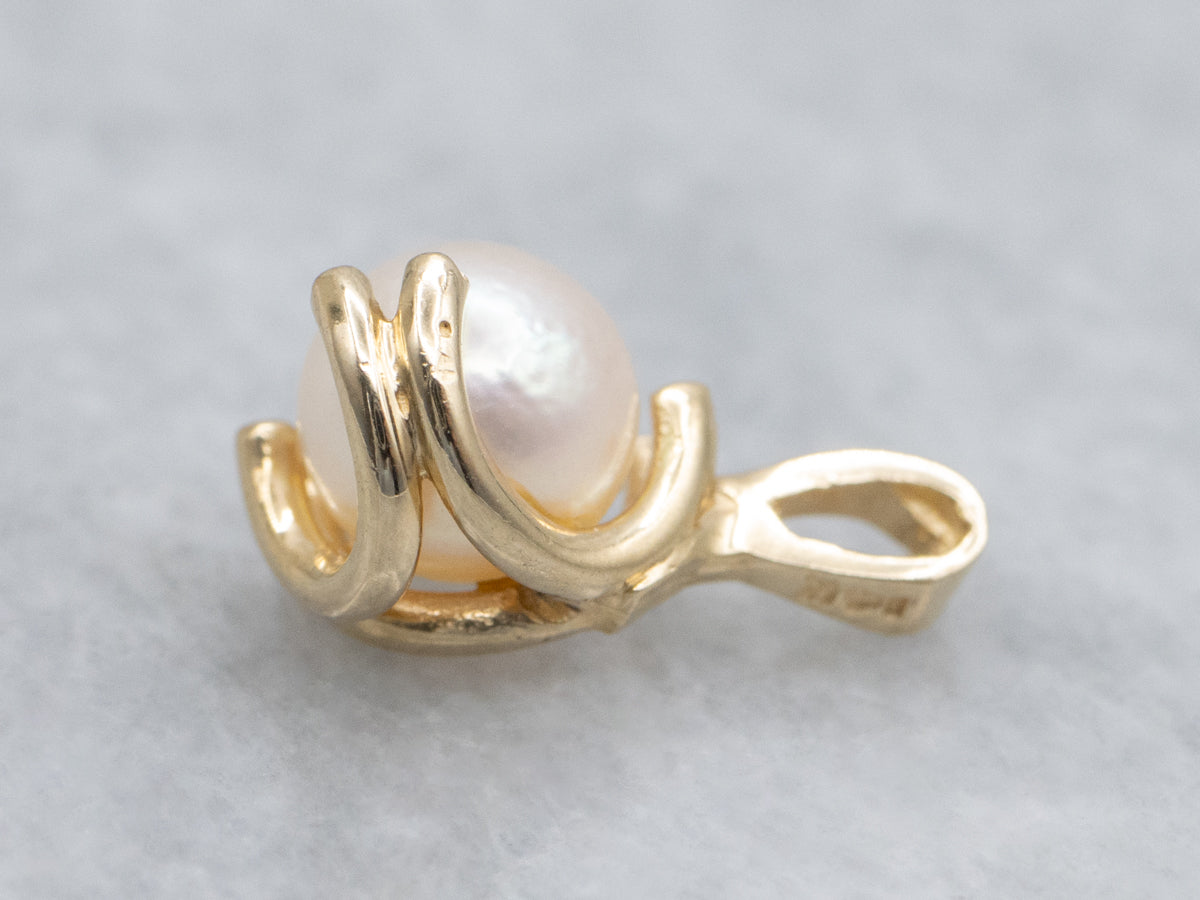 Sweet and Simple Saltwater Pearl Gold Pendant