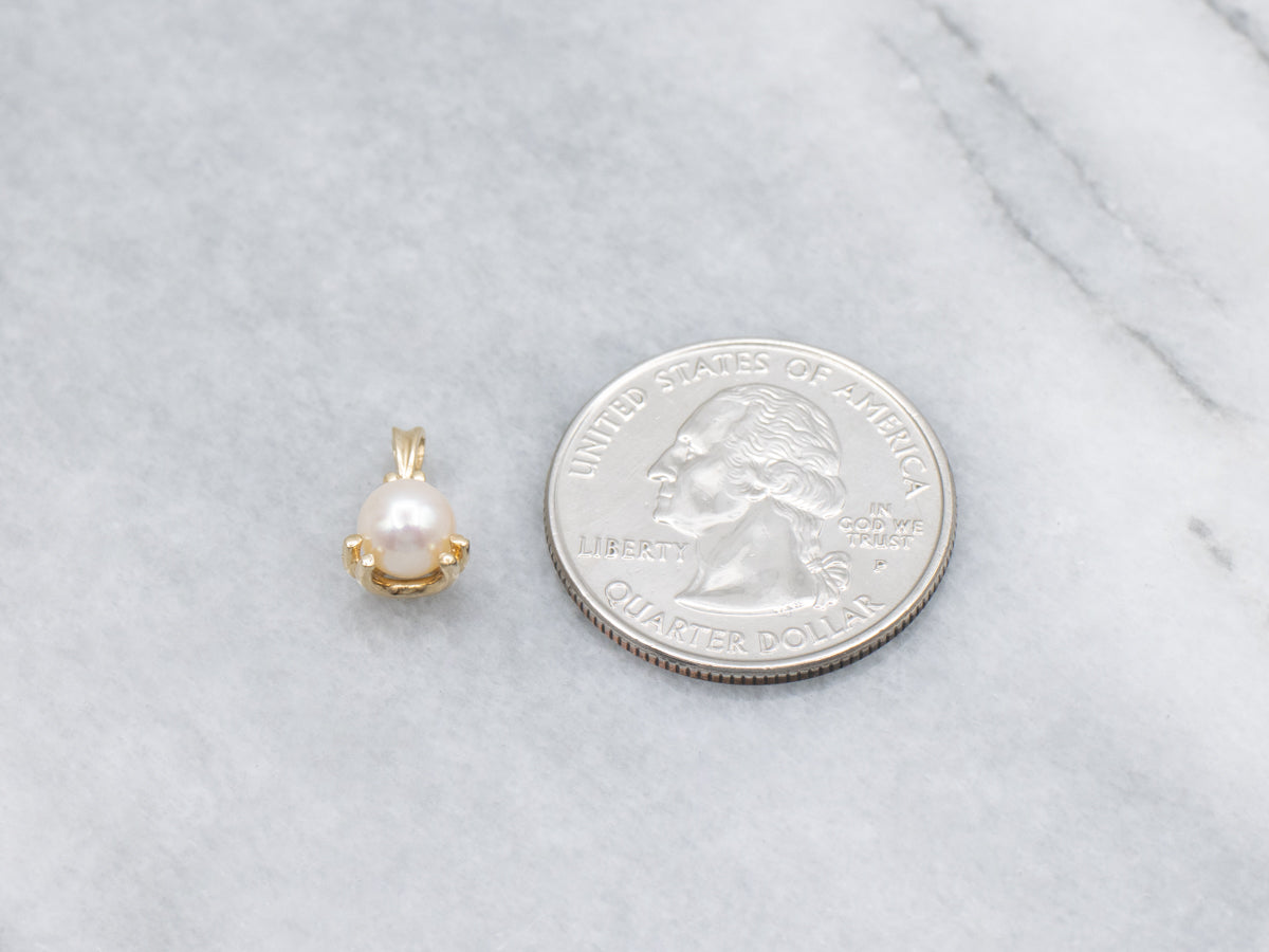 Sweet and Simple Saltwater Pearl Gold Pendant