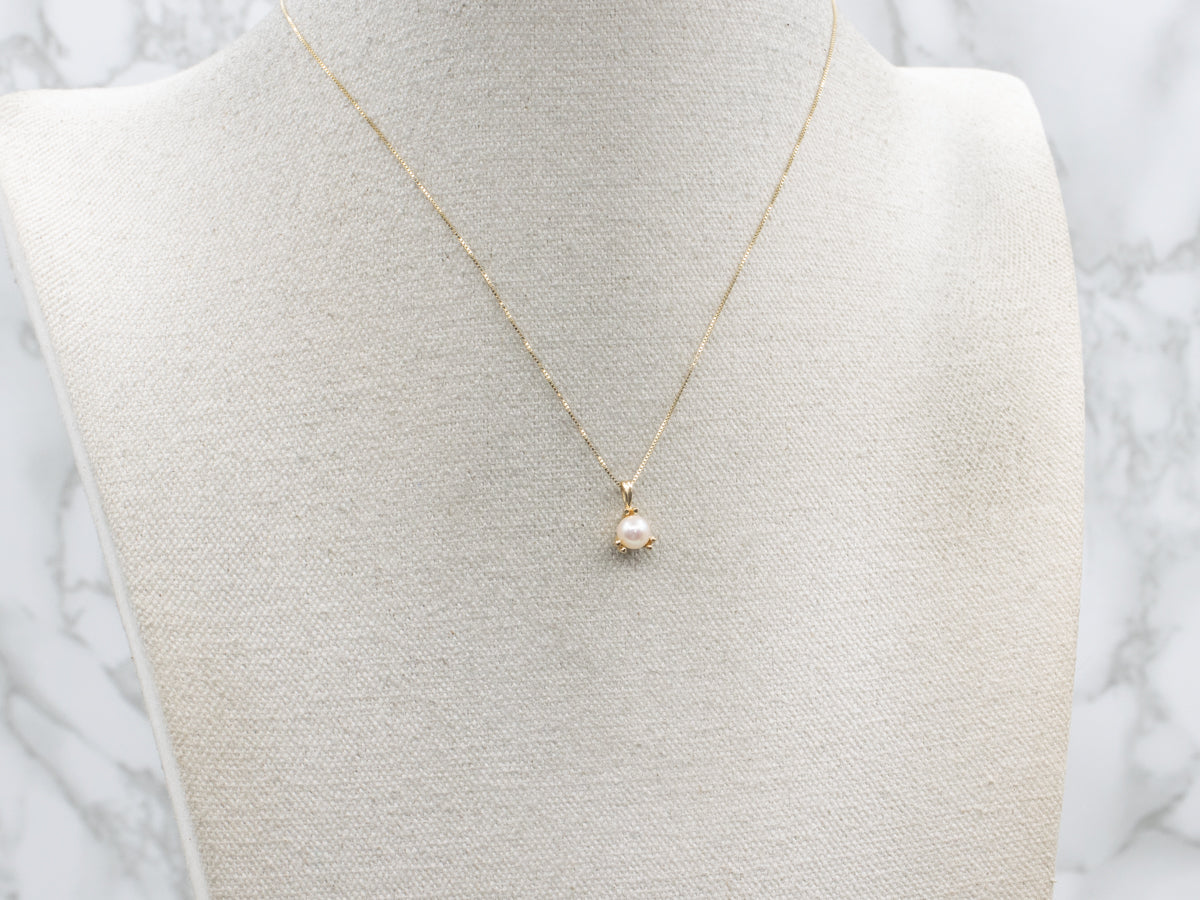 Sweet and Simple Saltwater Pearl Gold Pendant