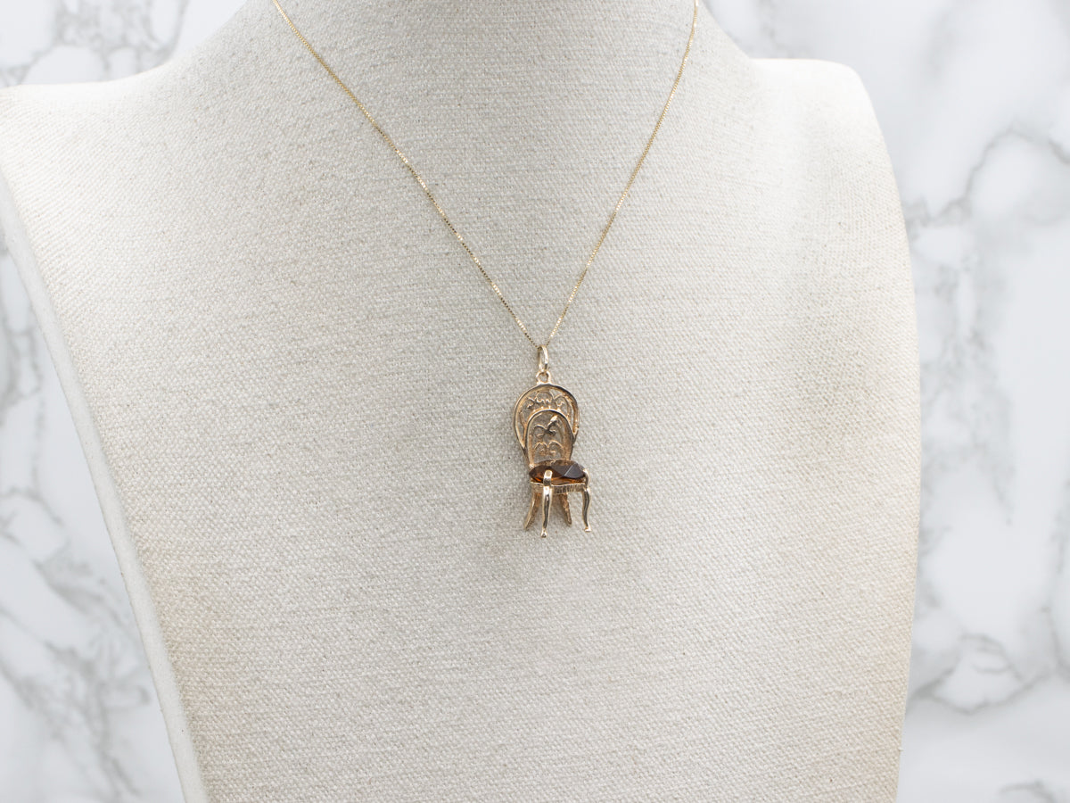 Ornate Gold Filigree and Citrine Glass Chair Charm or Pendant
