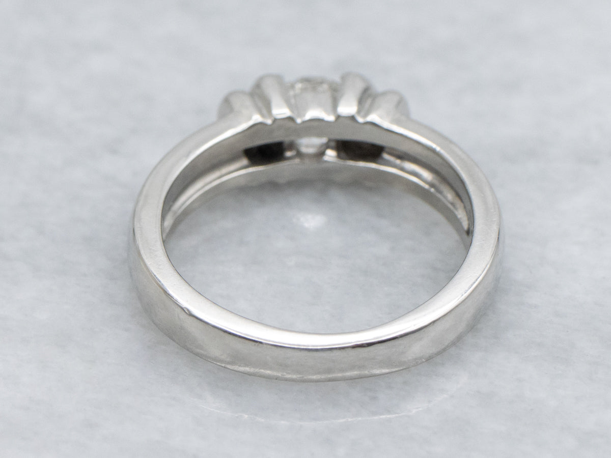 Platinum Semi-Bezel-Set Round Brilliant Diamond Engagement Ring