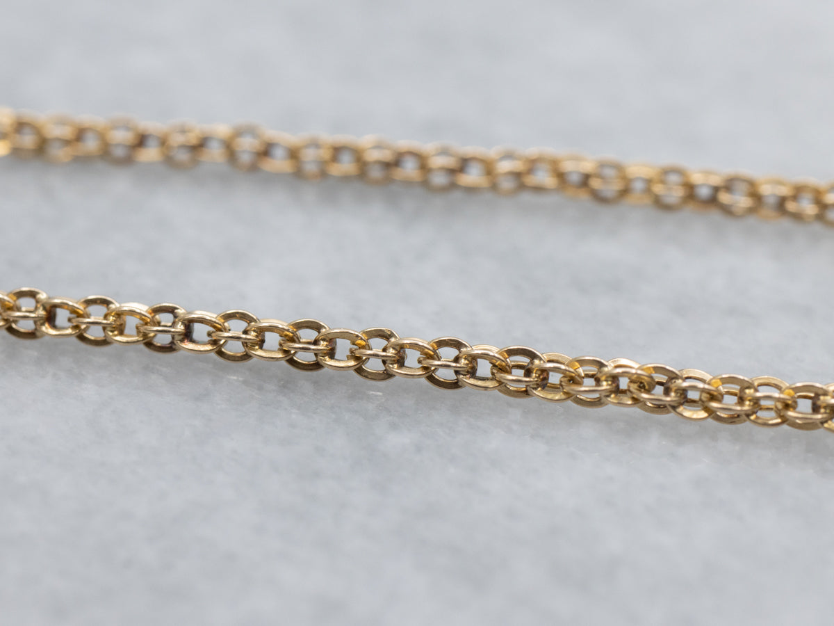 Long 14K Yellow Gold Victorian Rolo Link Chain with Spring Ring Clasp