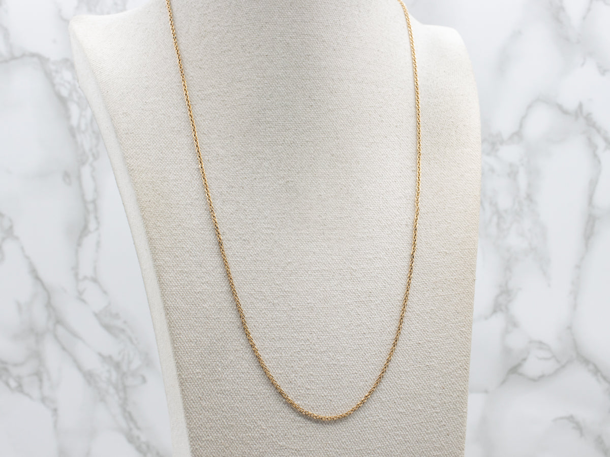 Long 14K Yellow Gold Victorian Rolo Link Chain with Spring Ring Clasp