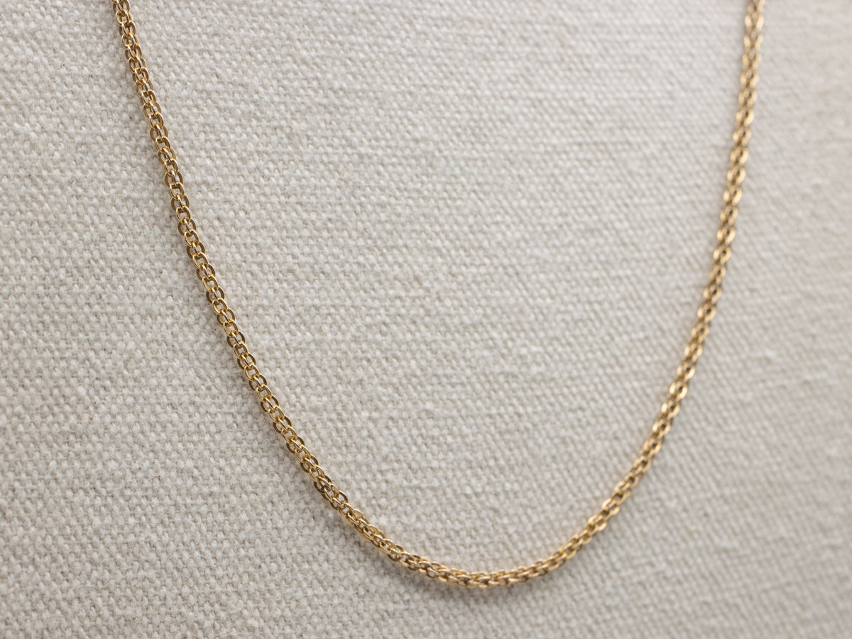 Long 14K Yellow Gold Victorian Rolo Link Chain with Spring Ring Clasp