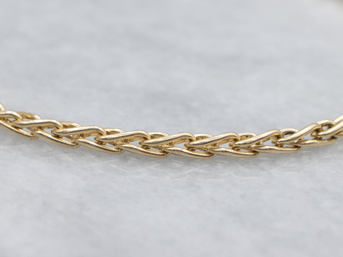 Yellow Gold Woven Wheat-Link Bracelet with Barrel Clasp