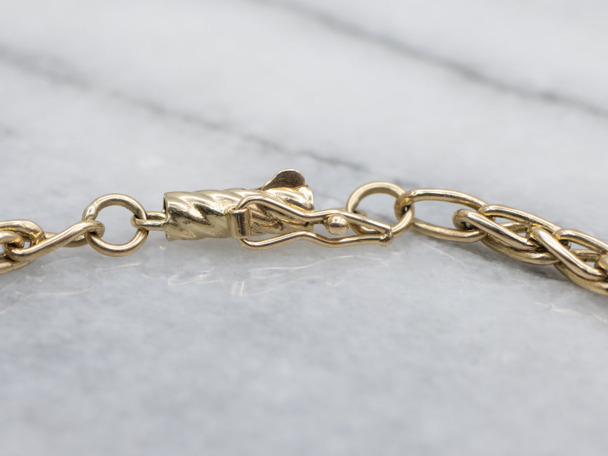Yellow Gold Woven Wheat-Link Bracelet with Barrel Clasp