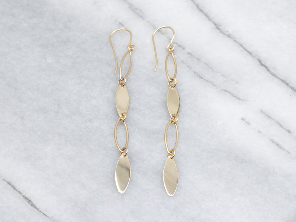 Polished Gold Marquise Link Drop Earrings