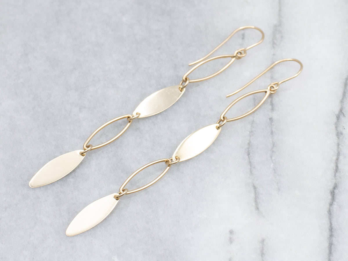 Polished Gold Marquise Link Drop Earrings
