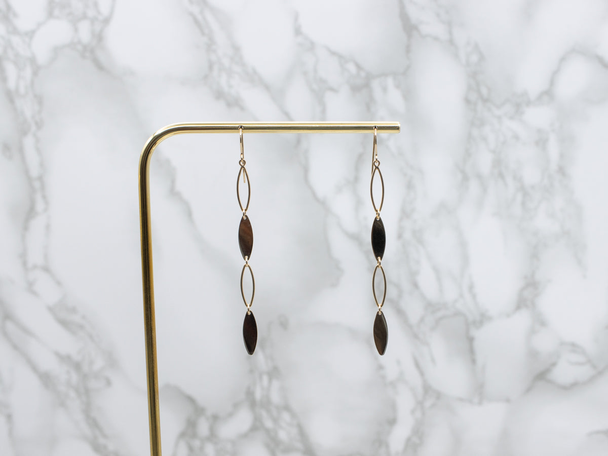Polished Gold Marquise Link Drop Earrings