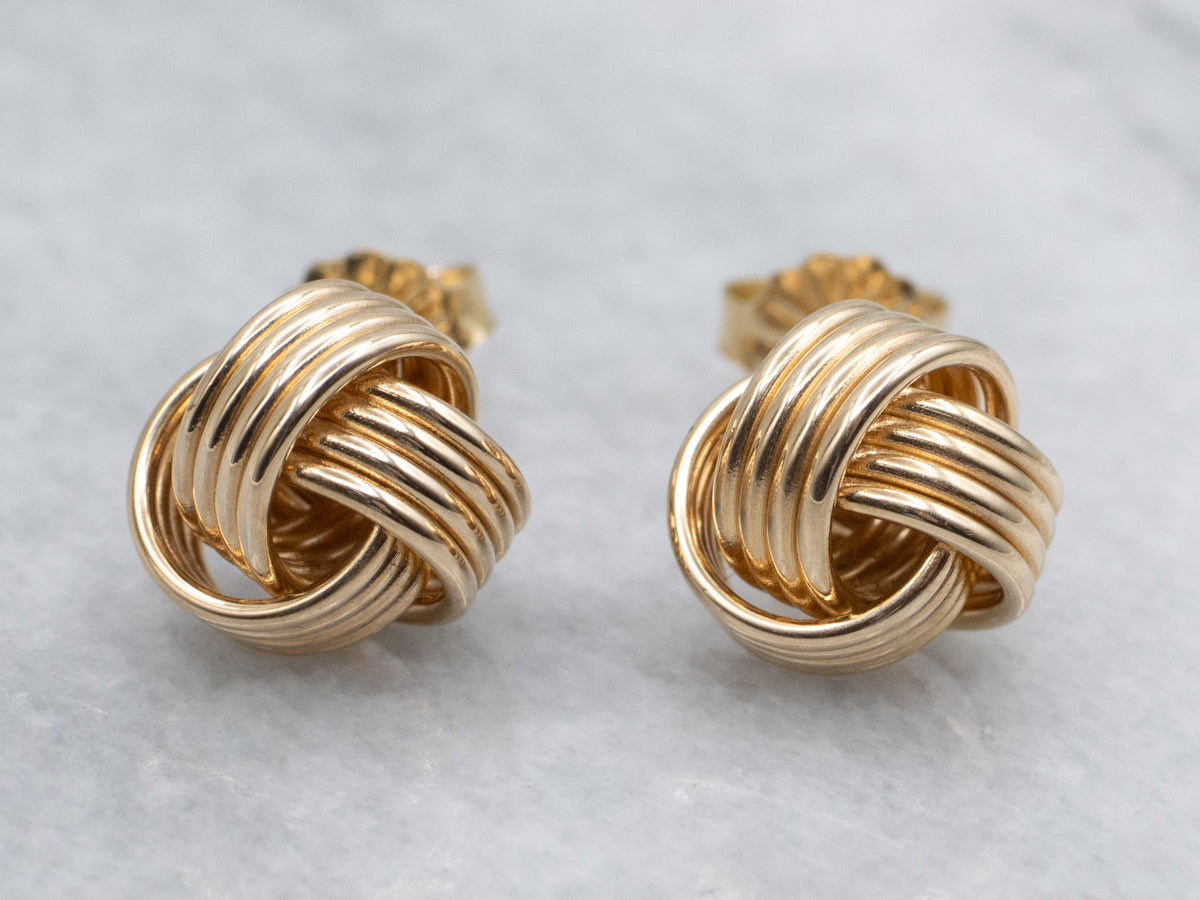 Yellow Gold Lovers Knot Stud Earrings