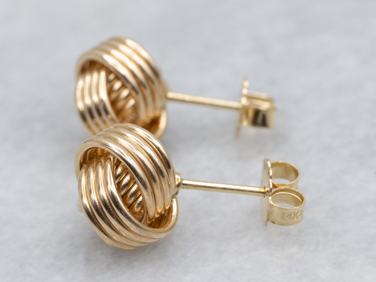 Yellow Gold Lovers Knot Stud Earrings