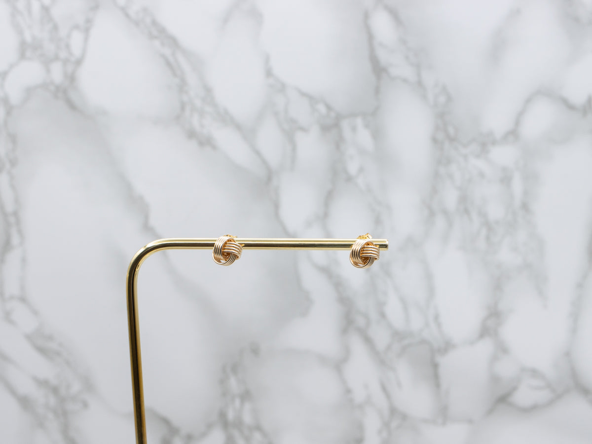 Yellow Gold Lovers Knot Stud Earrings