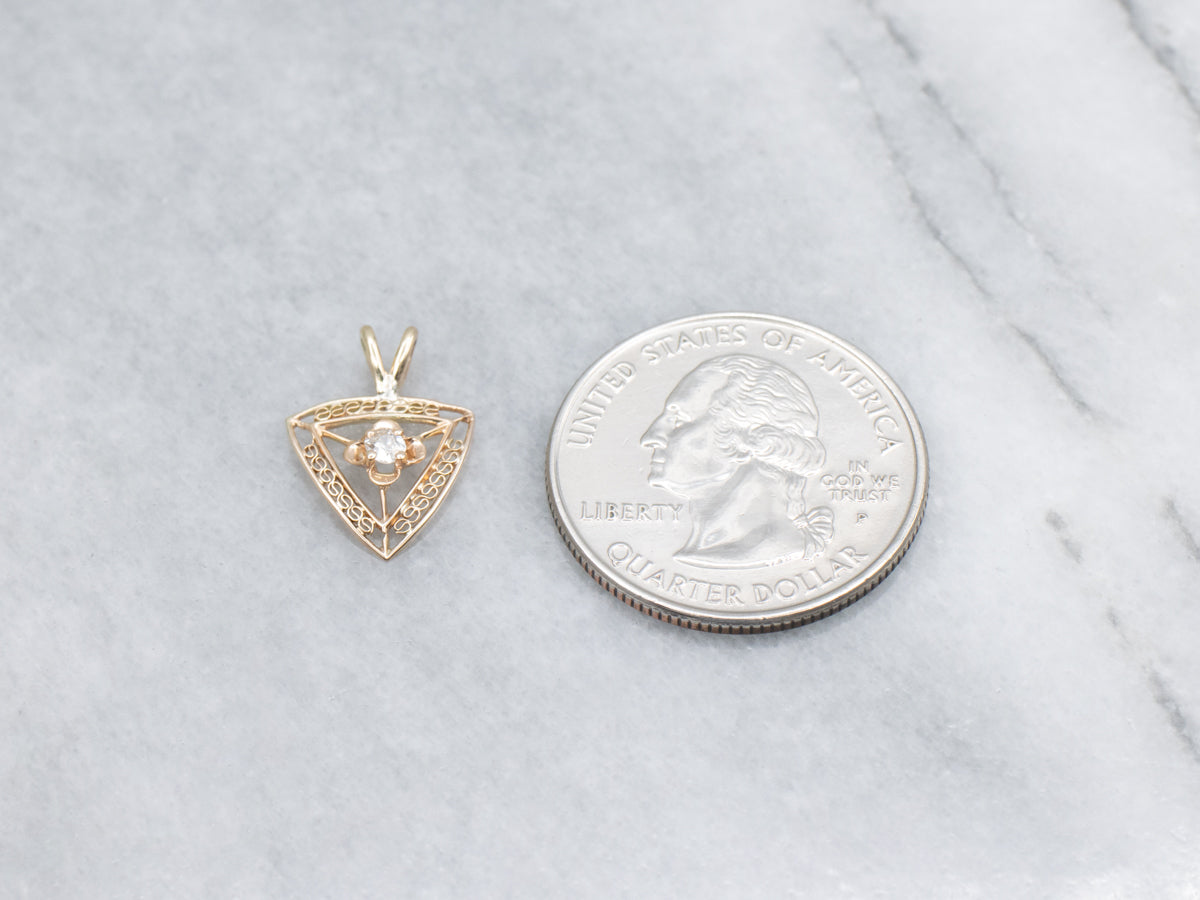 Buttercup Old Mine Cut Diamond Filigree Stickpin Conversion Pendant