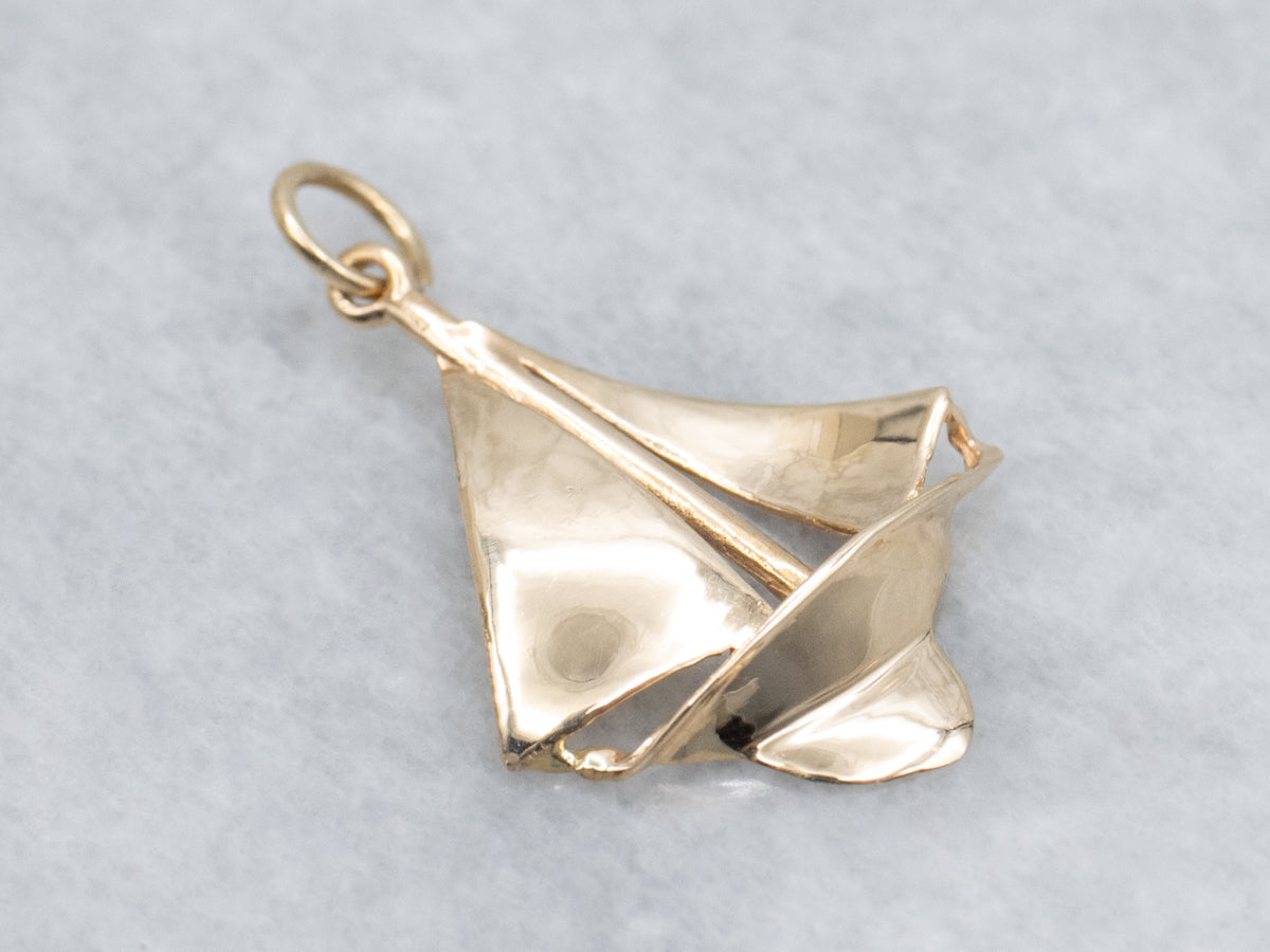 Come Sail Away! Polished Gold Sailboat Charm Pendant