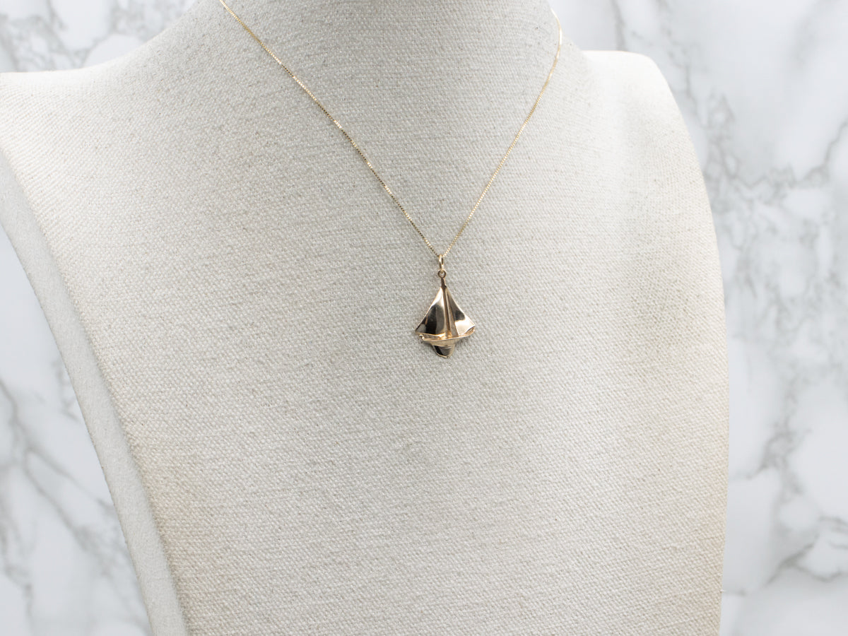 Come Sail Away! Polished Gold Sailboat Charm Pendant