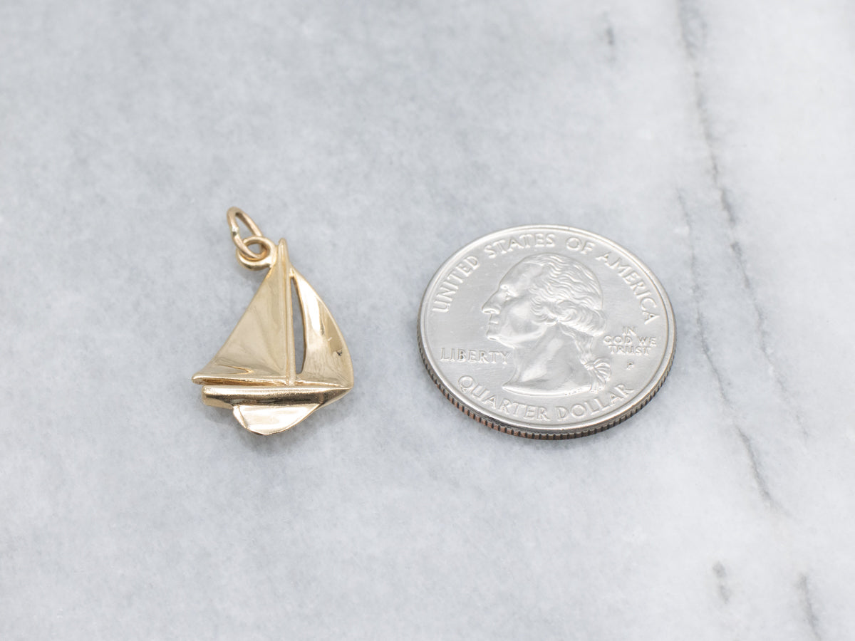 Yellow Gold Sailboat Pendant