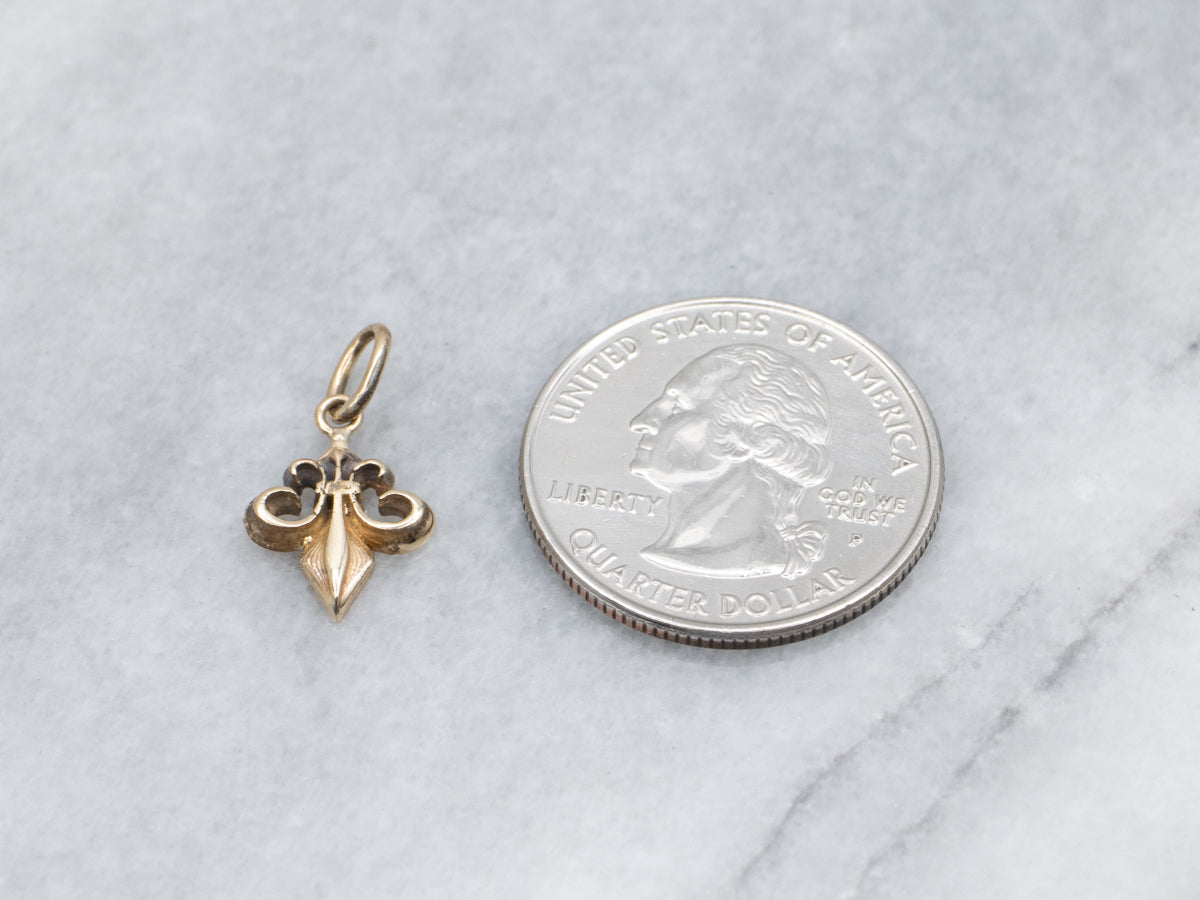 Yellow Gold Fleur de Lis Stickpin Conversion Pendant