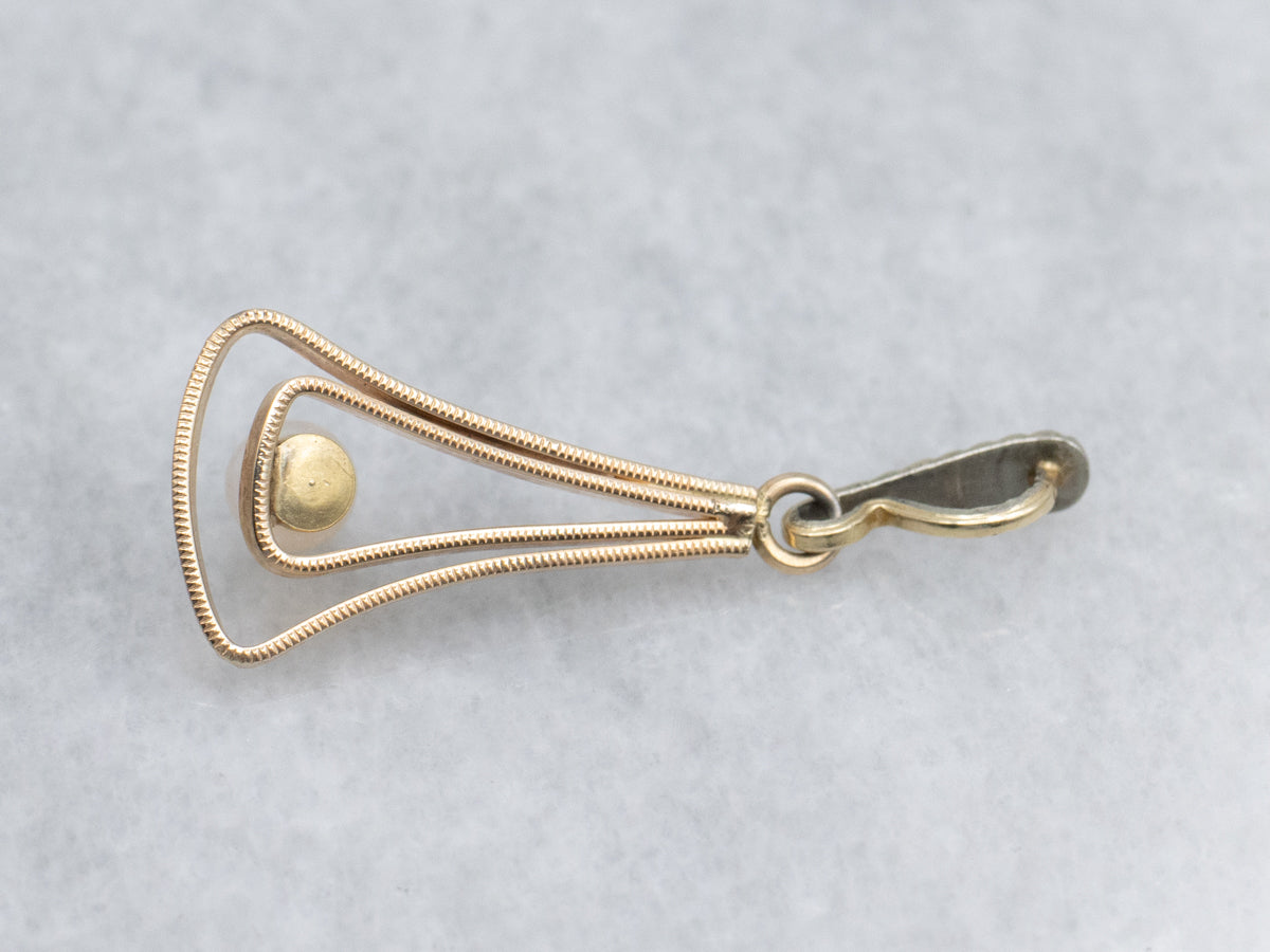 Pearl Yellow Gold Pendant with Engraved Bail