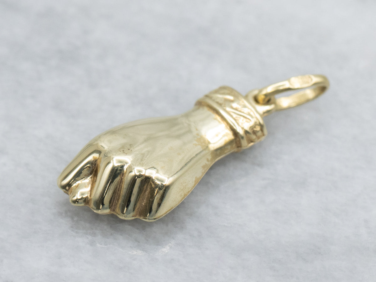 Italian Gold Mano Fig Charm Pendant