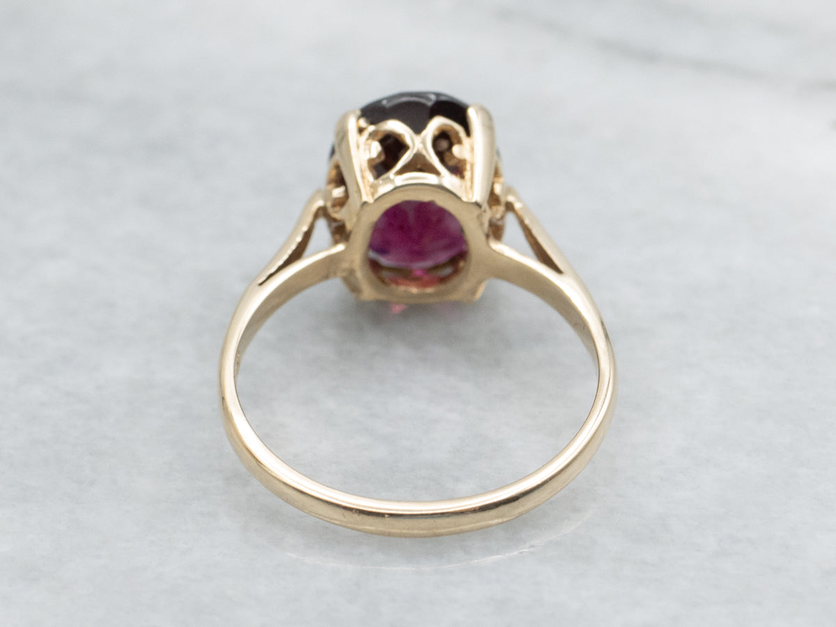 Rhodolite Garnet Yellow Gold Solitaire Ring