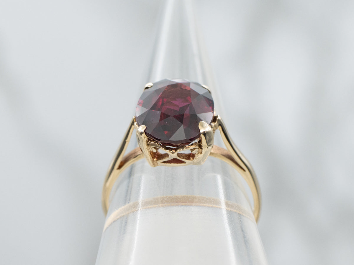 Rhodolite Garnet Yellow Gold Solitaire Ring