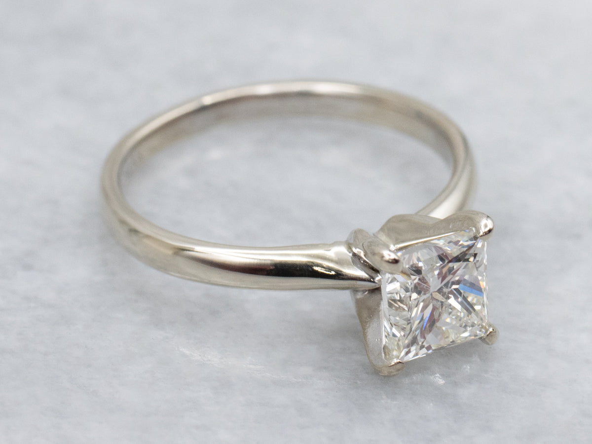 Brilliant Princess Cut Diamond Solitaire White Gold Engagement Ring