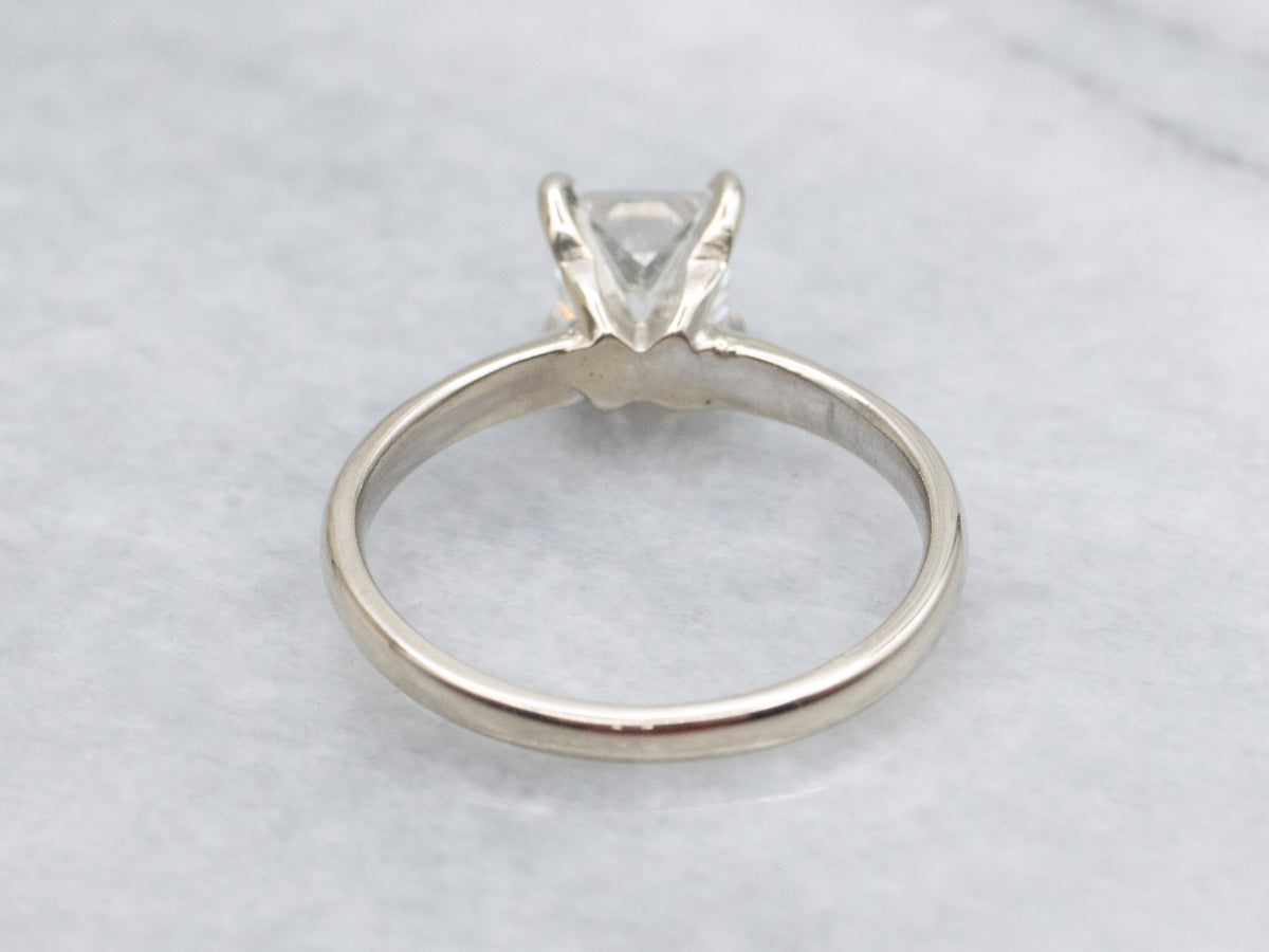 Brilliant Princess Cut Diamond Solitaire White Gold Engagement Ring