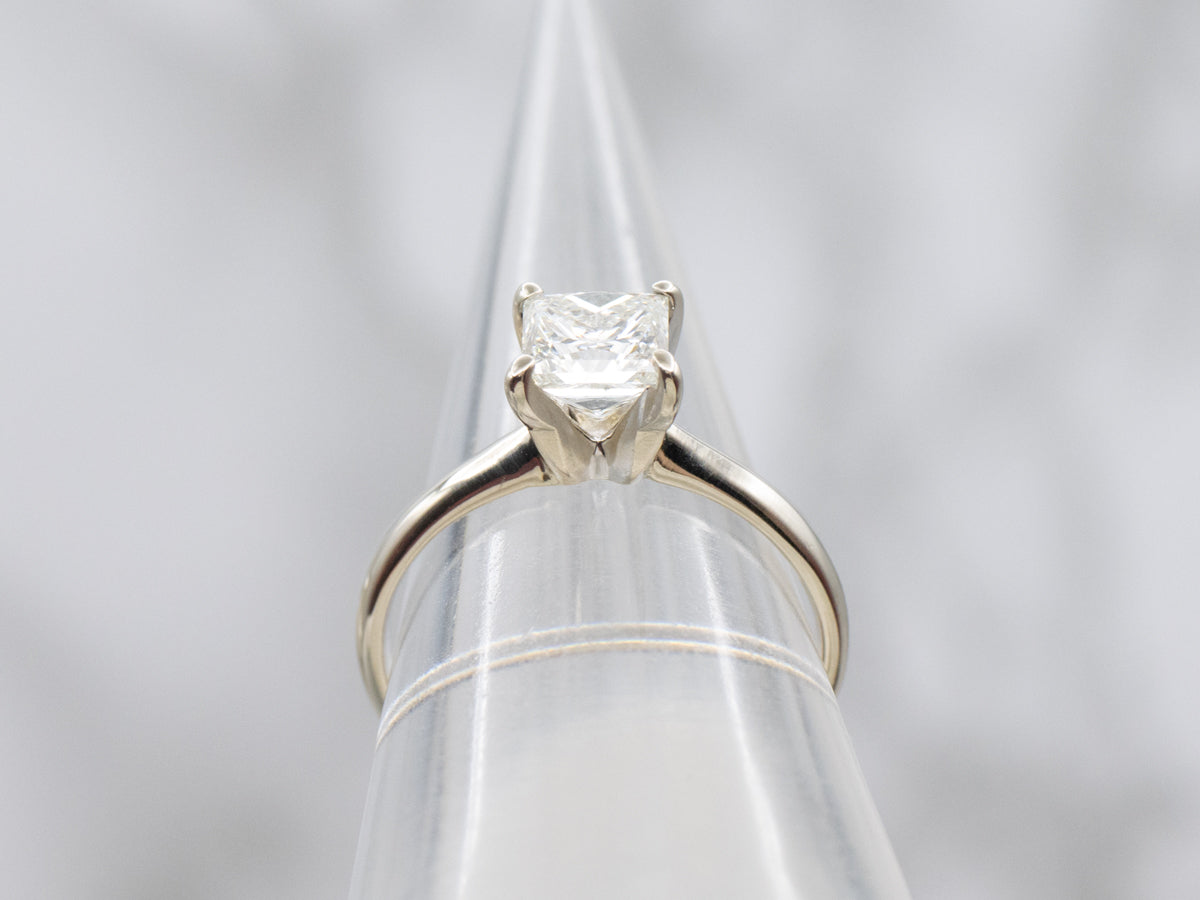Brilliant Princess Cut Diamond Solitaire White Gold Engagement Ring