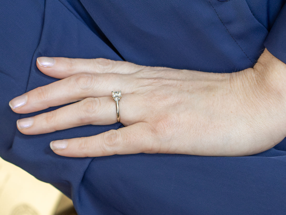 Brilliant Princess Cut Diamond Solitaire White Gold Engagement Ring