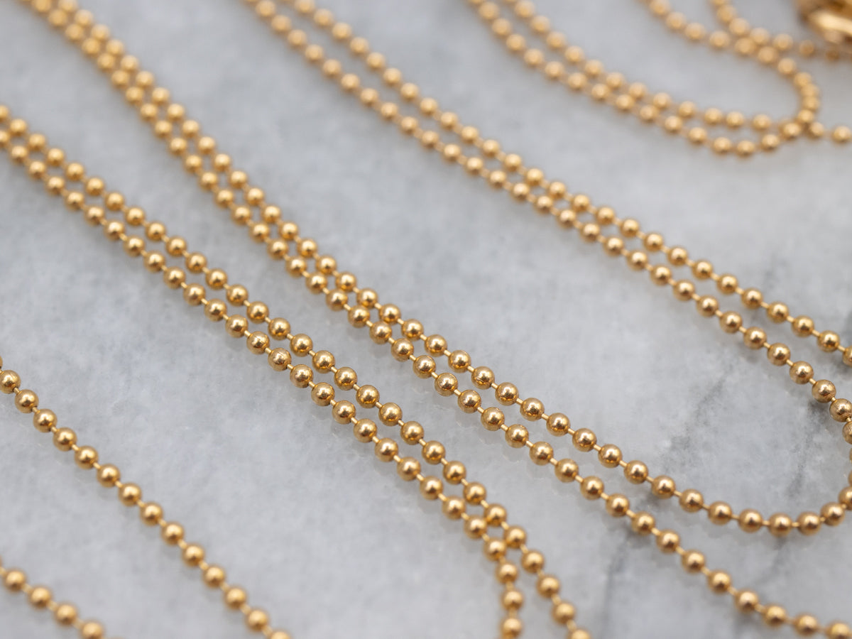 Long 18-Karat Gold Tiffany and Co. Beaded Ball Chain