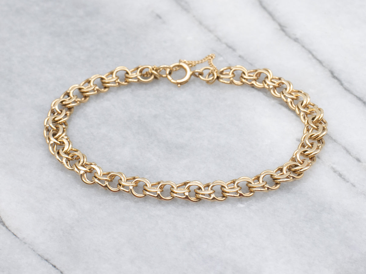 Polished Gold Double Curb-Link Bracelet