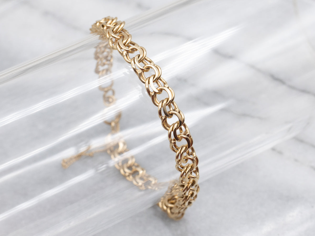 Polished Gold Double Curb-Link Bracelet