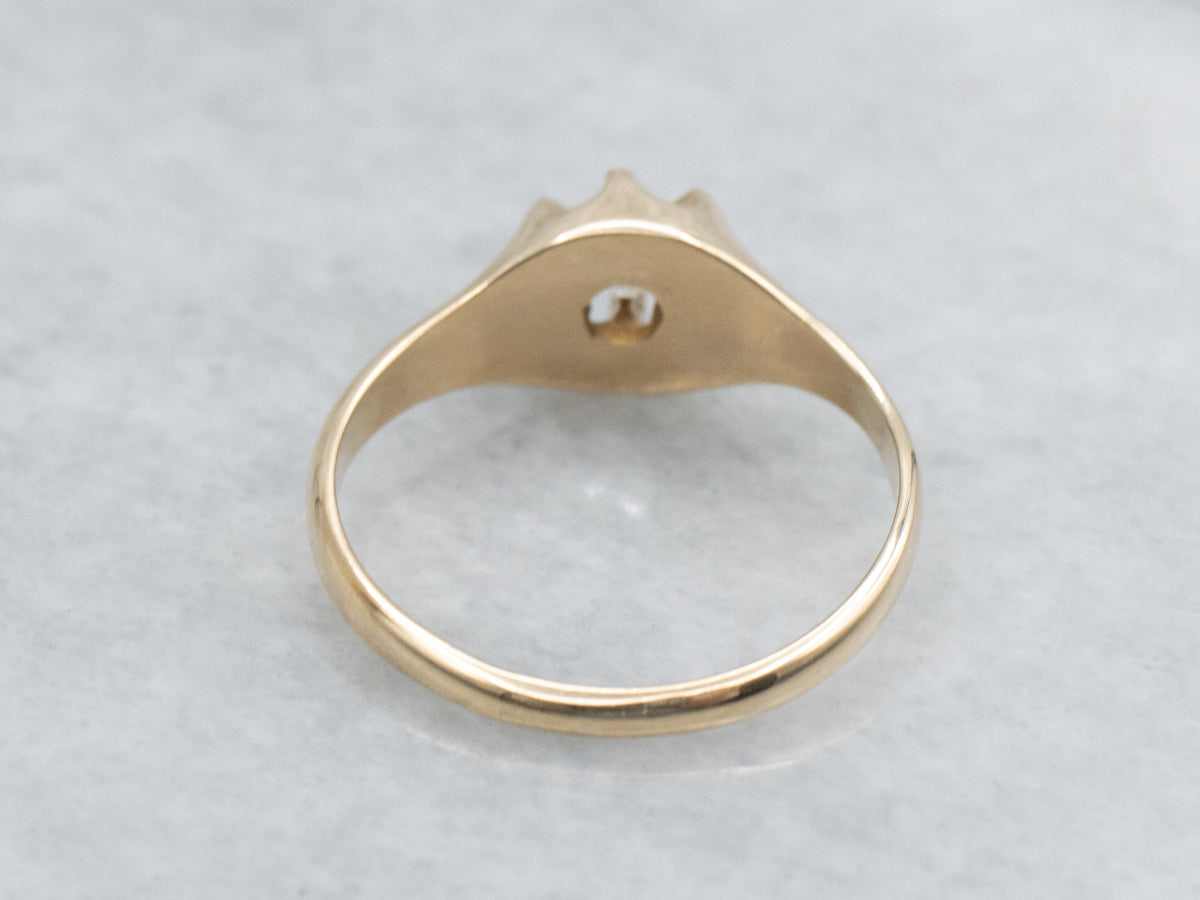 Belcher Set Old Mine Cut Diamond Antique Solitaire Engagement Ring