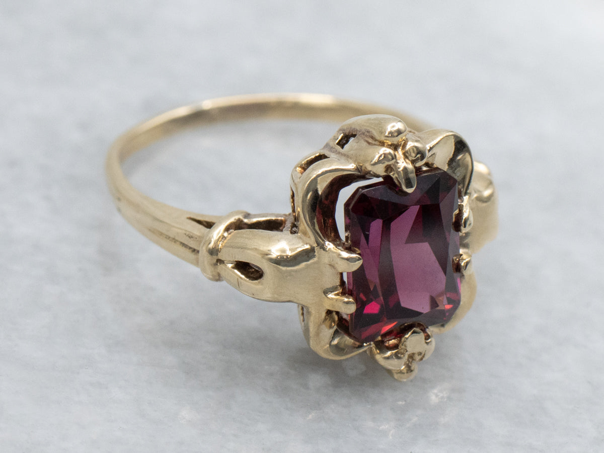 Victorian Revival Rhodolite Garnet and Gold Ring