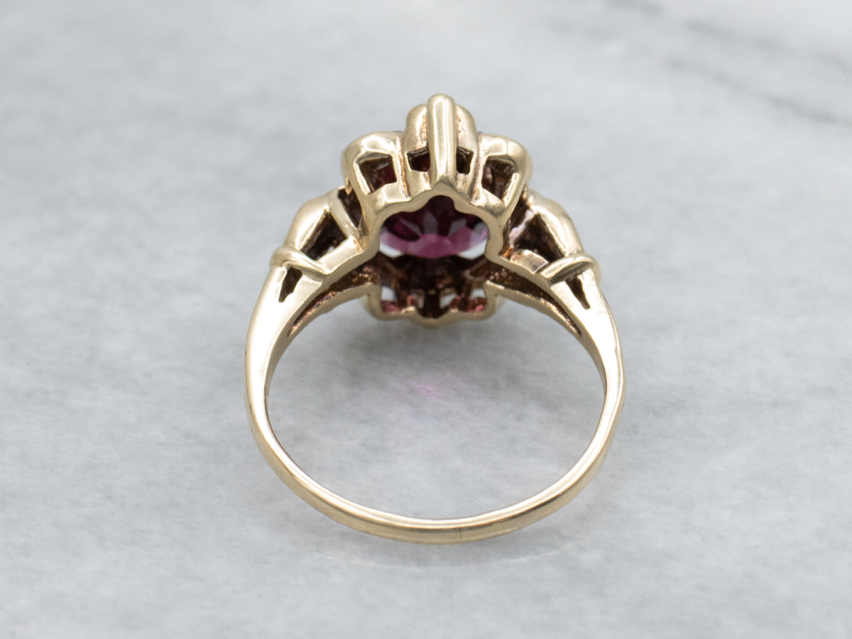 Victorian Revival Rhodolite Garnet and Gold Ring