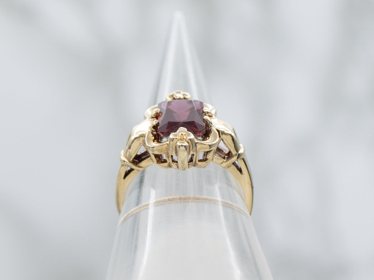 Victorian Revival Rhodolite Garnet and Gold Ring