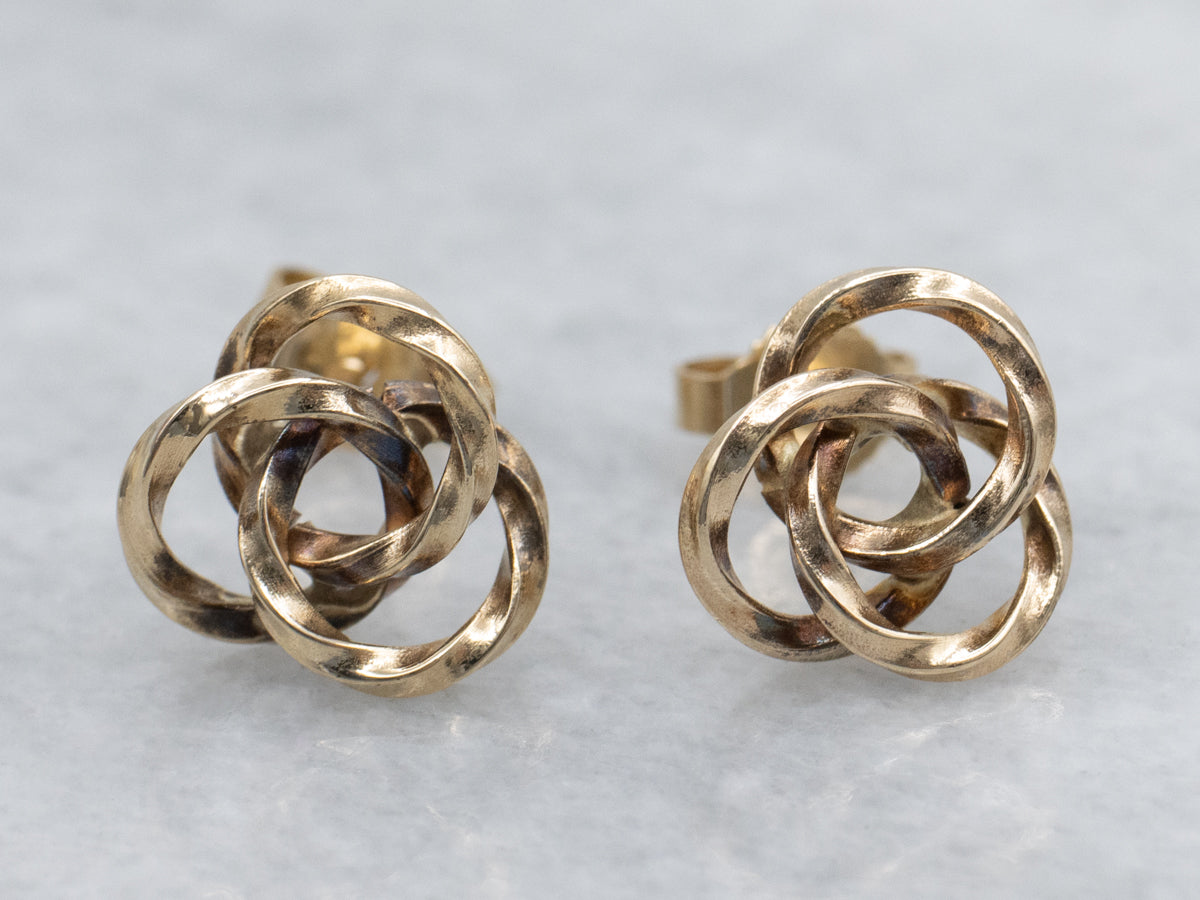Looping Gold Triple Ring Stud Earrings
