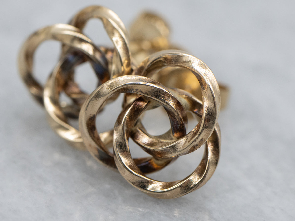 Looping Gold Triple Ring Stud Earrings